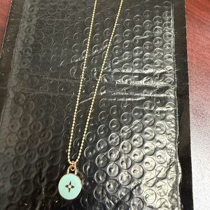 Elegant Gold tone and blue Pendant Necklace. Perfect for Valentine’s Day.